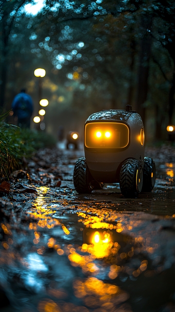 雨夜公园小机器人