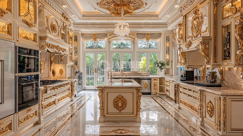 高清大图下载【趣麦麦图】金碧辉煌的奢华厨房