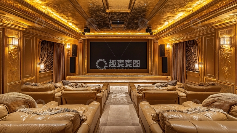 高清大图下载【趣麦麦图】奢华金色家庭影院