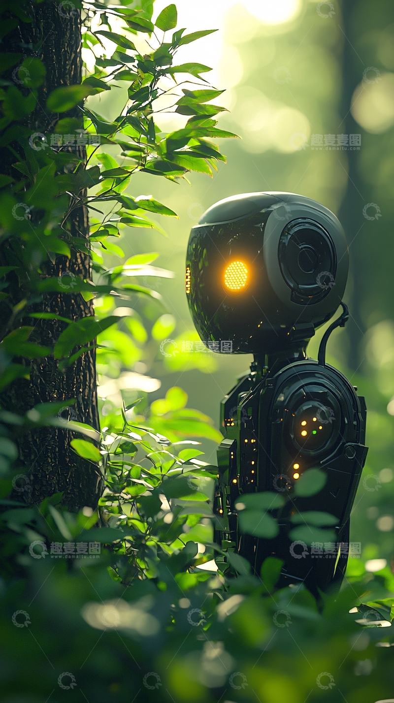 高清大图下载【趣麦麦图】森林机器人