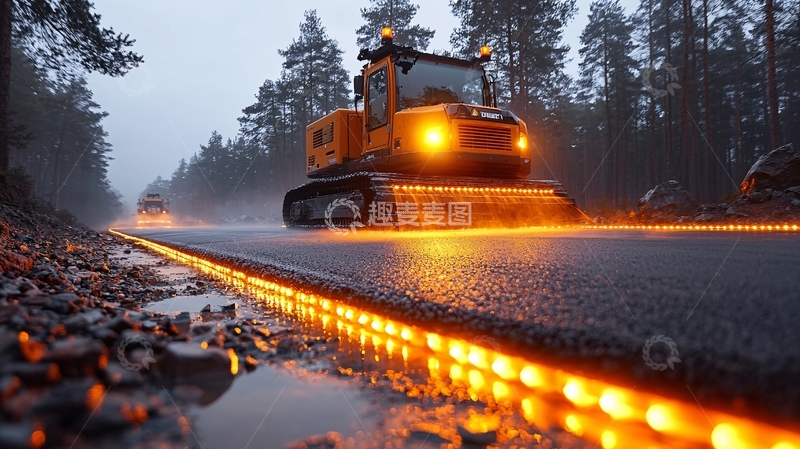 高清大图下载【趣麦麦图】雨夜施工