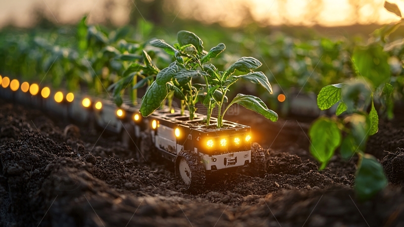 高清大图下载【趣麦麦图】田园机器人播种场景