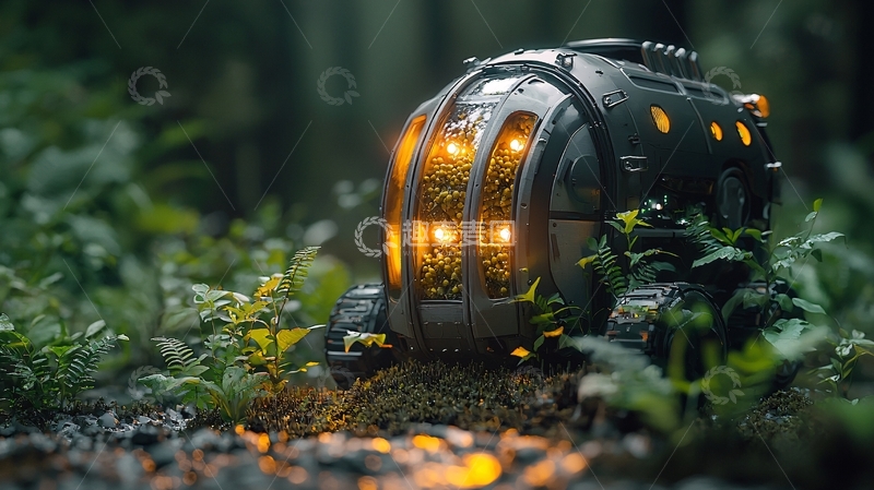 高清大图下载【趣麦麦图】森林深处神秘机器人