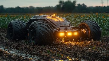 田地里黑色农业机器人