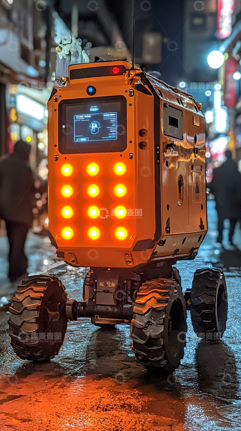 高清大图下载【趣麦麦图】橙色四轮机器人