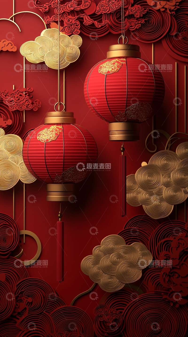 高清大图下载【趣麦麦图】红灯笼喜庆中国风