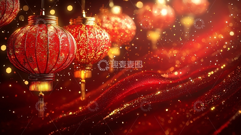 高清大图下载【趣麦麦图】红灯笼新年背景