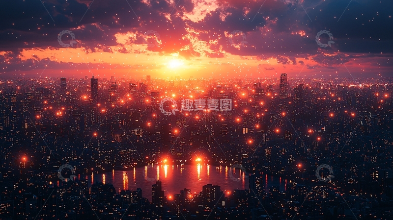 高清大图下载【趣麦麦图】城市日落