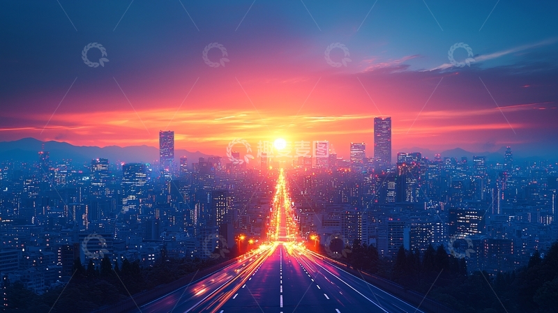 高清大图下载【趣麦麦图】城市日出