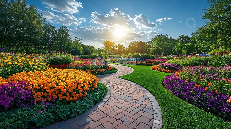 高清大图下载【趣麦麦图】阳光下的美丽花园