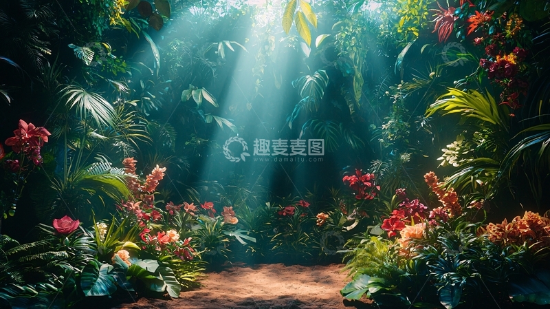 高清大图下载【趣麦麦图】热带雨林光线穿透