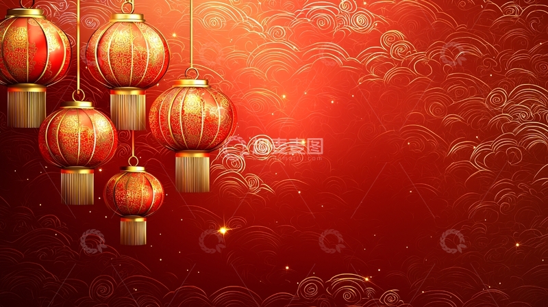 高清大图下载【趣麦麦图】红灯笼喜庆背景图