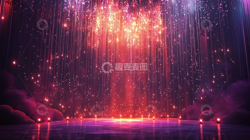 高清大图下载【趣麦麦图】梦幻绚丽烟火瀑布
