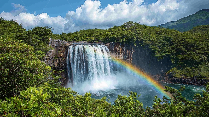 高清大图下载【趣麦麦图】瀑布彩虹山林