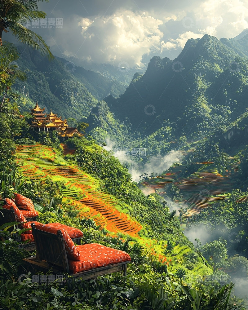 高清大图下载【趣麦麦图】山峦叠嶂的梯田美景