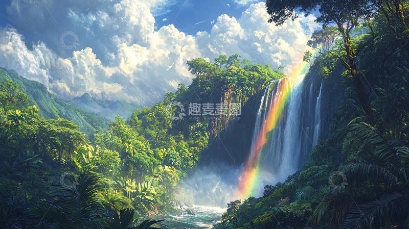 高清大图下载【趣麦麦图】彩虹瀑布
