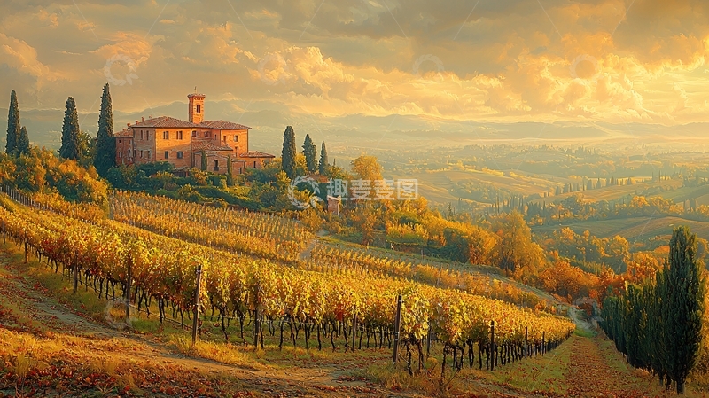 高清大图下载【趣麦麦图】秋日托斯卡纳乡村别墅