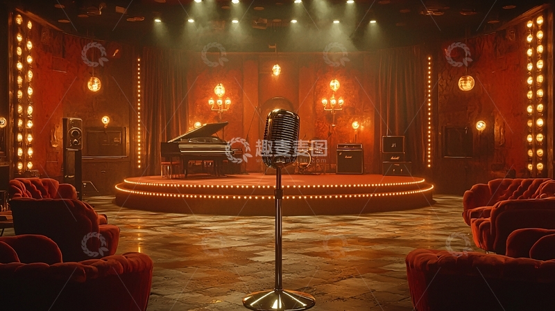 高清大图下载【趣麦麦图】复古爵士乐舞台