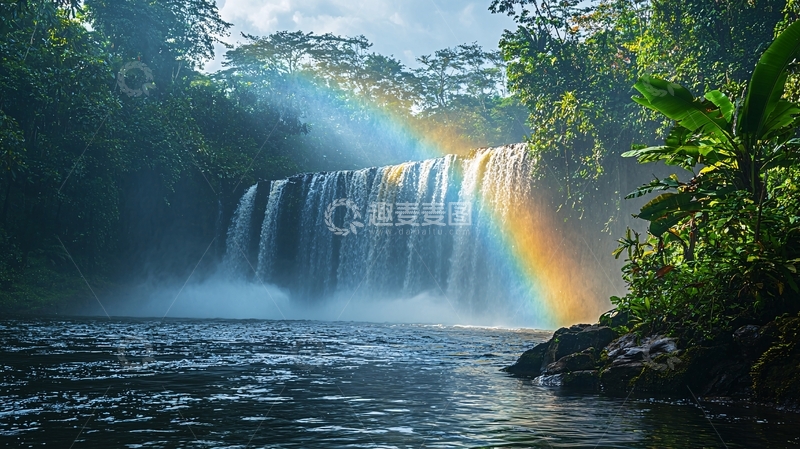 高清大图下载【趣麦麦图】彩虹瀑布