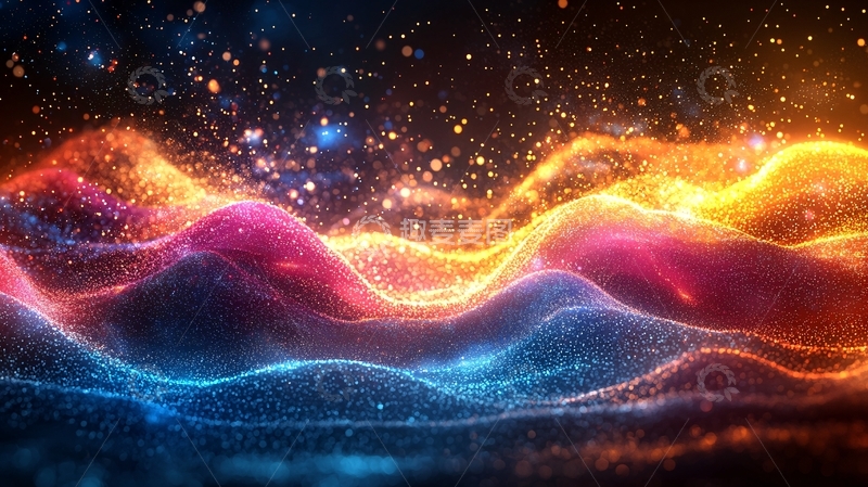 高清大图下载【趣麦麦图】绚丽多彩粒子波浪