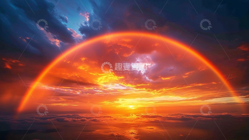 高清大图下载【趣麦麦图】火红的日出彩虹