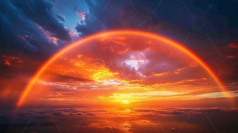 高清大图下载【趣麦麦图】火红的日出彩虹