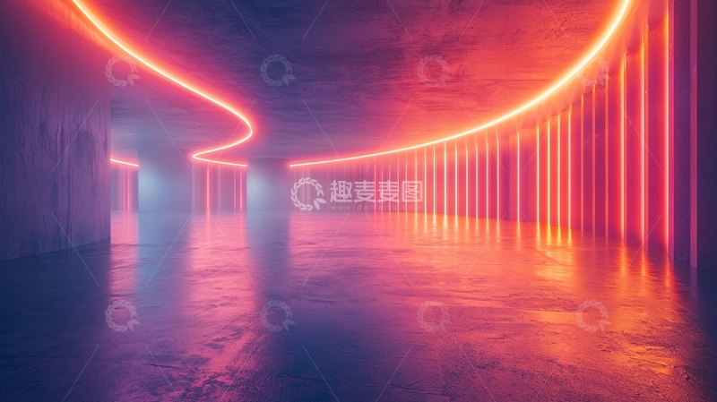 高清大图下载【趣麦麦图】霓虹灯隧道