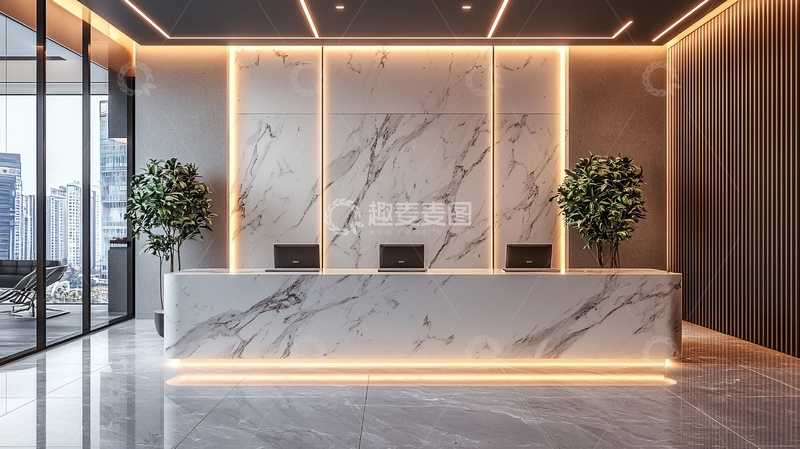 高清大图下载【趣麦麦图】现代简约大理石酒店前台