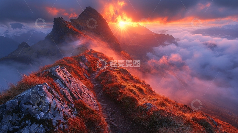 高清大图下载【趣麦麦图】日出山峰云海