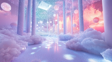 梦幻粉色云朵仙境