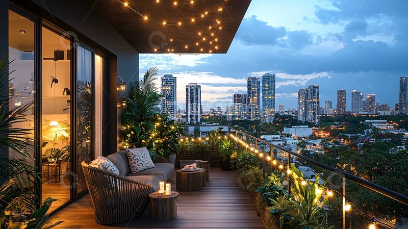 高清大图下载【趣麦麦图】夜景阳台35