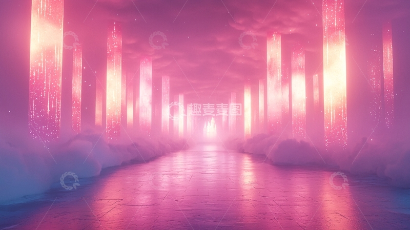 高清大图下载【趣麦麦图】梦幻粉色光柱通道