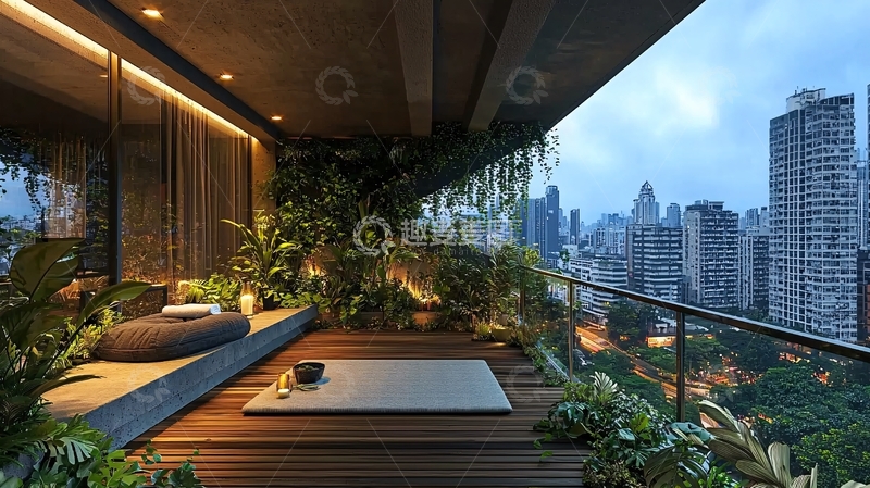 高清大图下载【趣麦麦图】城市景观阳台绿植