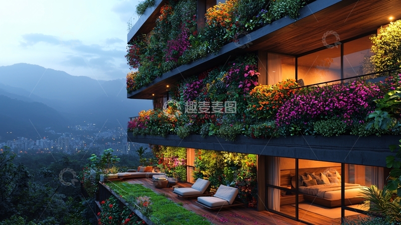 高清大图下载【趣麦麦图】山景酒店绿植外墙