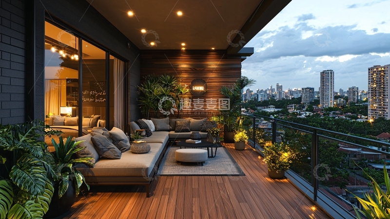 高清大图下载【趣麦麦图】夜景阳台36