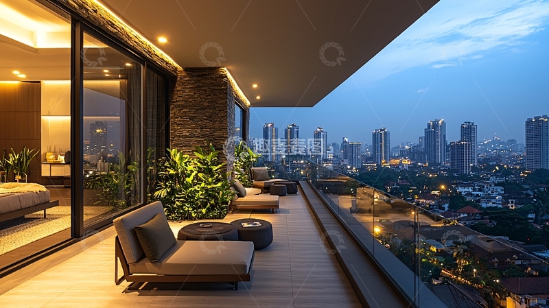 高清大图下载【趣麦麦图】夜景阳台39
