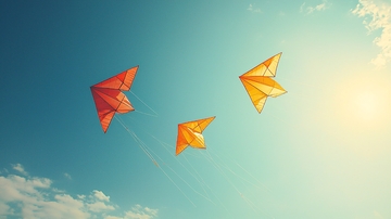 蓝天白云下飞翔的风筝