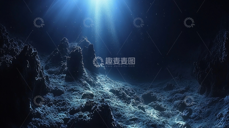 高清大图下载【趣麦麦图】深海光线岩石地貌