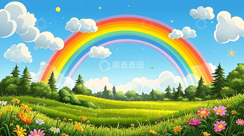 高清大图下载【趣麦麦图】彩虹田园风光