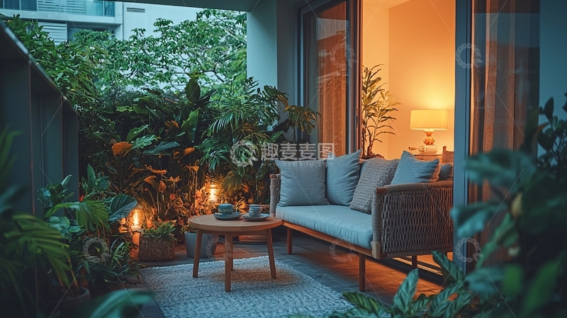 高清大图下载【趣麦麦图】阳台夜景