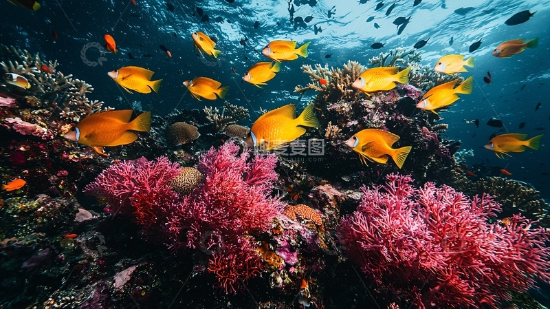 高清大图下载【趣麦麦图】珊瑚礁鱼群