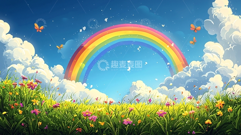 高清大图下载【趣麦麦图】彩虹田野