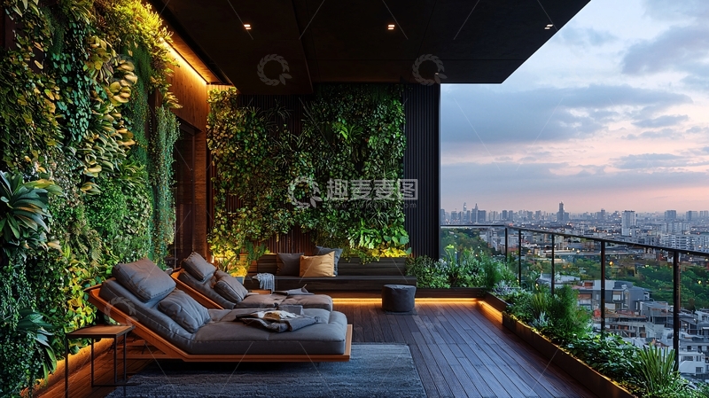 高清大图下载【趣麦麦图】高端公寓阳台夜景