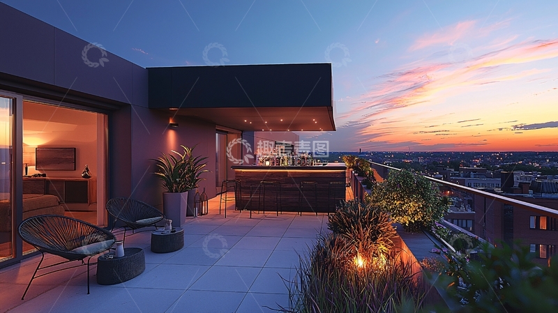 高清大图下载【趣麦麦图】高层公寓阳台夜景