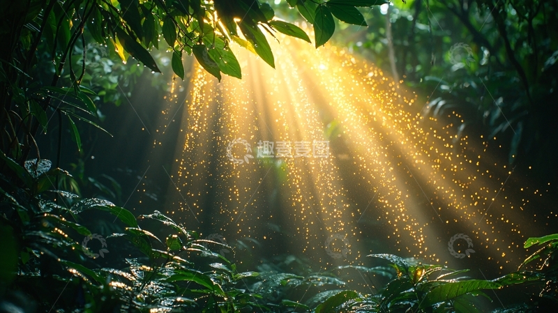 高清大图下载【趣麦麦图】阳光透过树林
