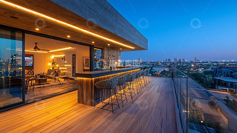 高清大图下载【趣麦麦图】现代顶层公寓夜景