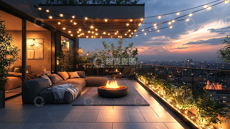 高清大图下载【趣麦麦图】夜景阳台45