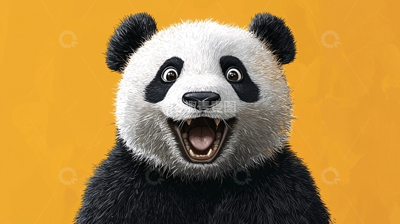 高清大图下载【趣麦麦图】开心的大熊猫