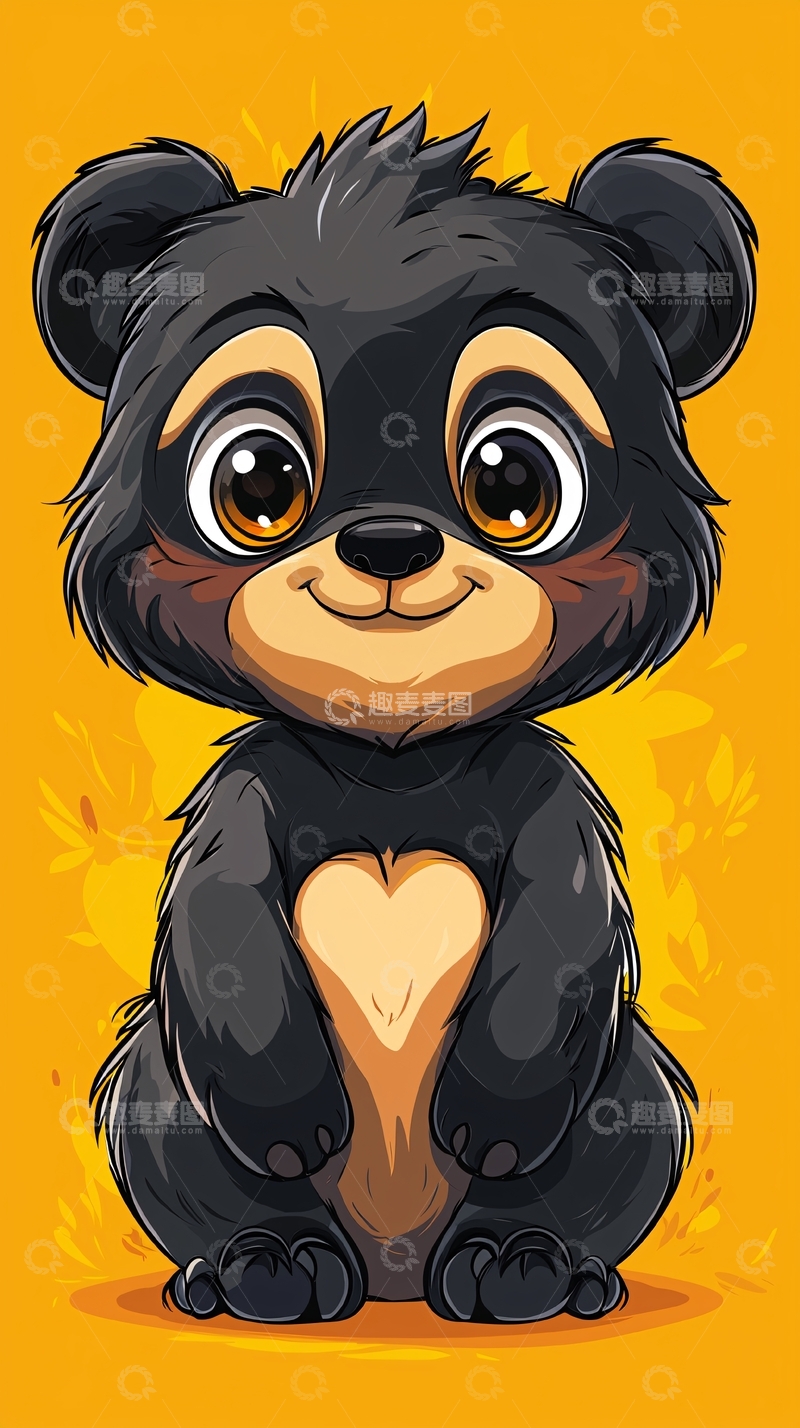 高清大图下载【趣麦麦图】可爱卡通小黑熊