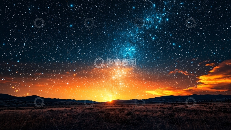 高清大图下载【趣麦麦图】星空日出
